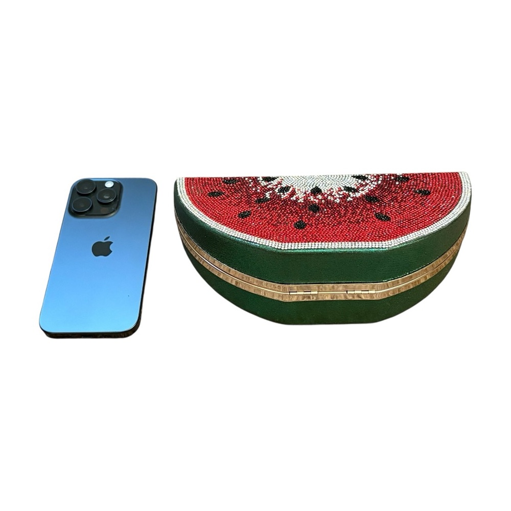 Women’s Bling Rhinestone Watermelon Clutch Evening Bag Wedding Prom Festival - Picture 3 of 7